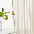 thumbnail image 5 of Exultantex Pompom Linen Sheer Curtains, 52"W x 84"L, Farmhouse Textured Draperies,2 Panels,Rod Pocket,Beige, 5 of 6