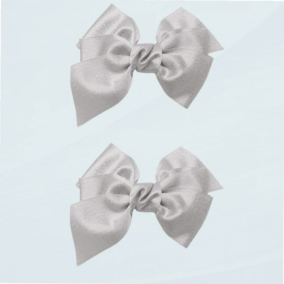 4 Inch Shiny Glitter Ribbon Hair Bows Alligator Clips Hair Accessories Little Teen Toddler Girls Kids Teens Toddlers Hairpin Headwear - Set of 2 (A-Silver)