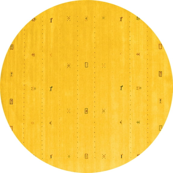 Ahgly Company Indoor Round Solid Yellow Modern Area Rugs, 4' Round