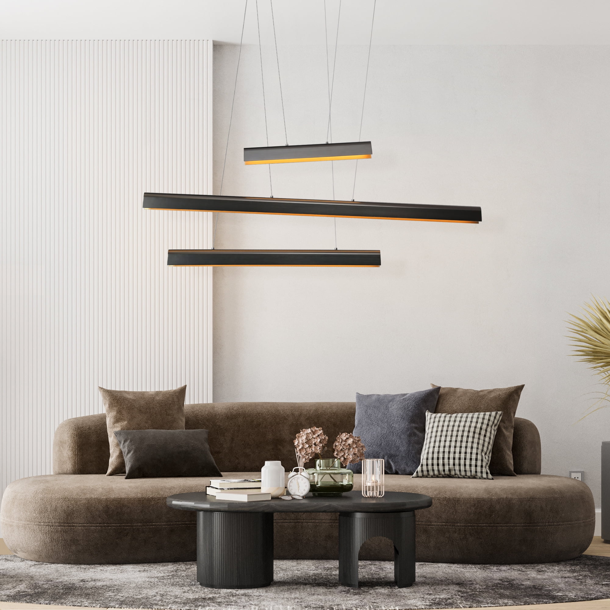 Modern 3-Light LED Chandeliers Island Lights for Kitchen Island - Gold