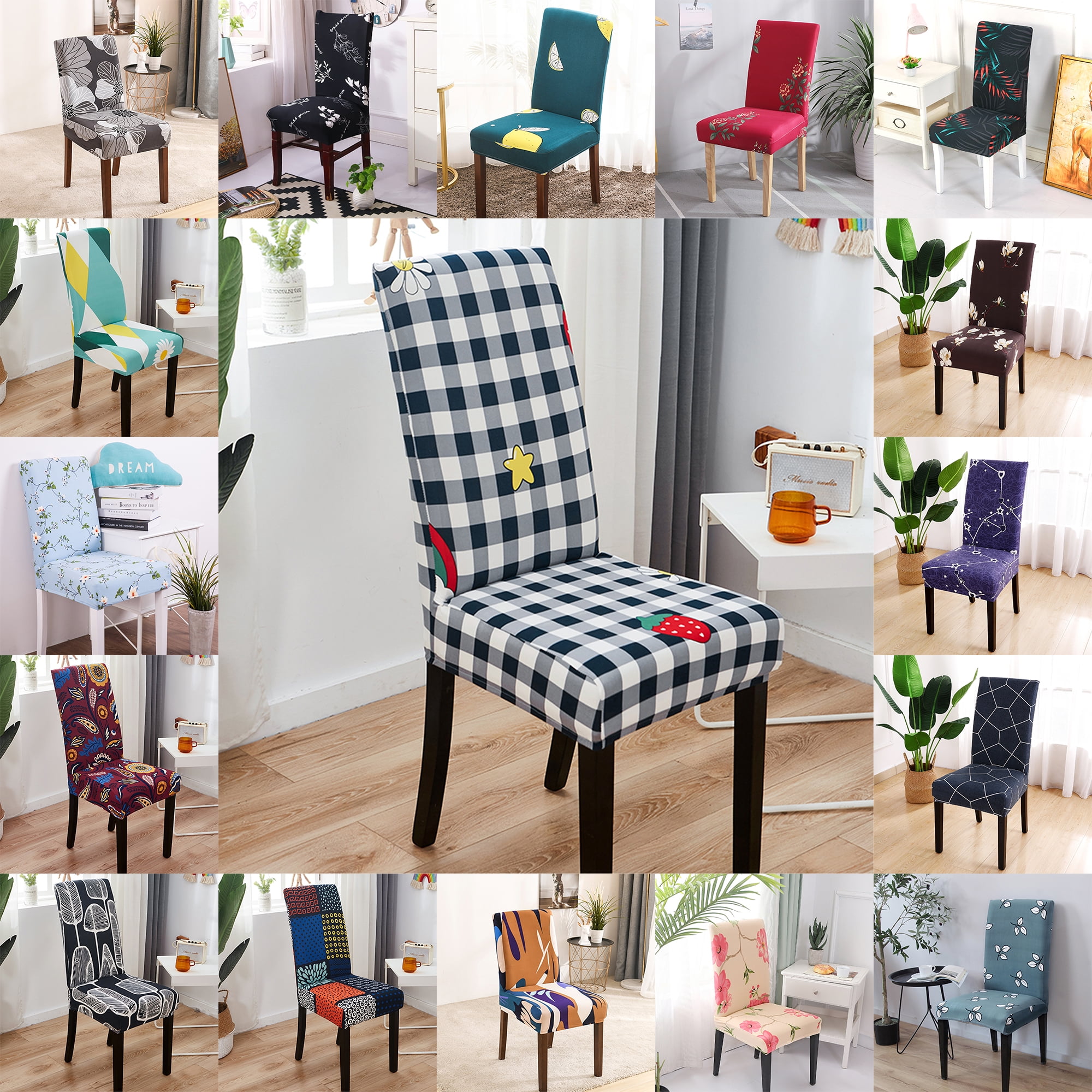 Without Chair 2 Pcs Removable Spandex Stretch Chair Protective Covers Washable Banquet Party Decor Dining Room Seat Cover 