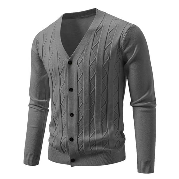 QHRMKOG Mens Cardigan Loose Fit Long Sleeve V Neck Knit Cardigans 2025 Fall Comfort Button Up Sweaters Trendy Clothing Gray 3XL