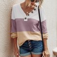 thumbnail image 3 of Top con cuello en V para mujer, Top de poliéster con manga larga acampanada, escote con botones, decoración informal, Top ajustado ZZ203S3146 blanco L, 3 of 5