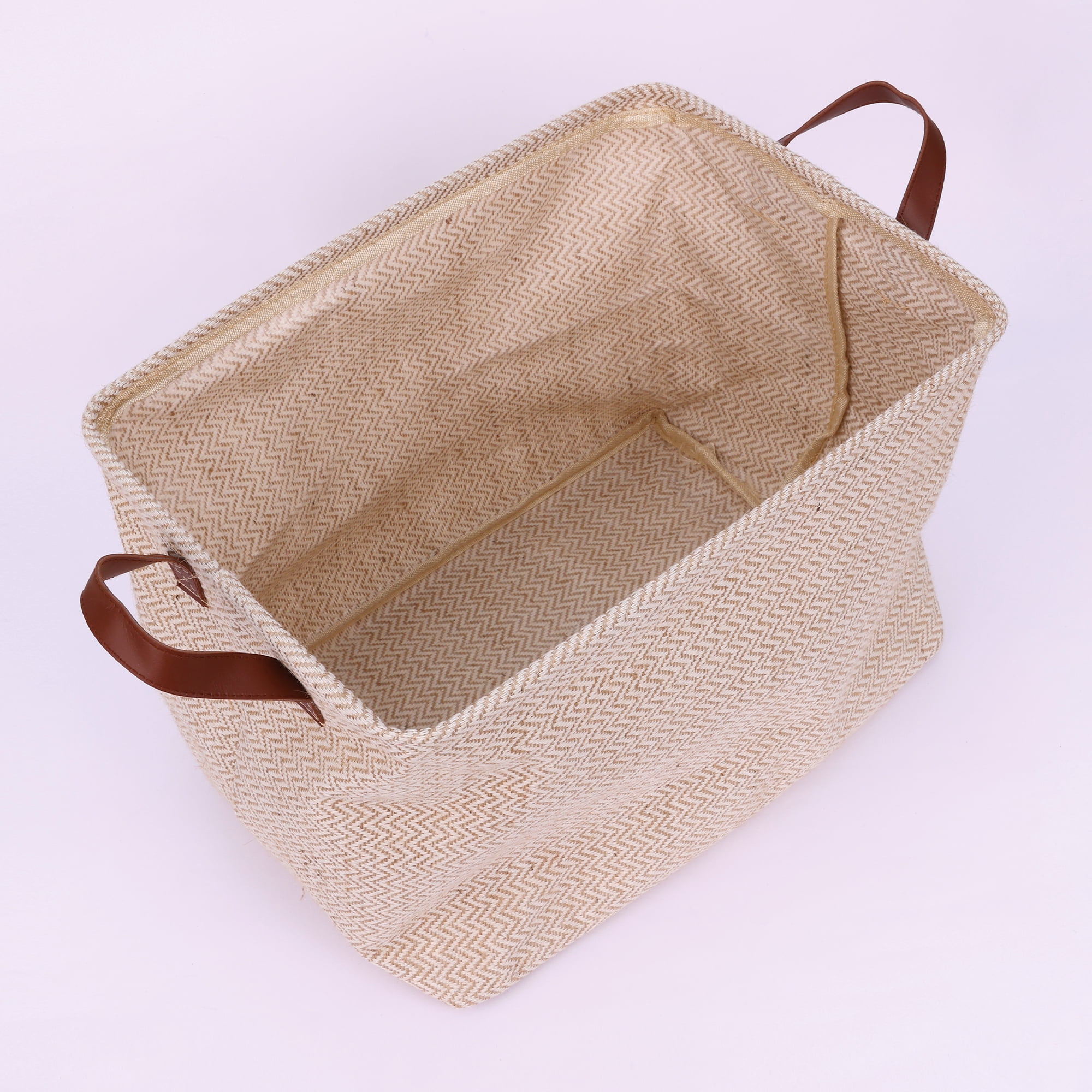 Unique Bargains Fabric Storage Cube Storage Bin Storage Basket Beige Wave
