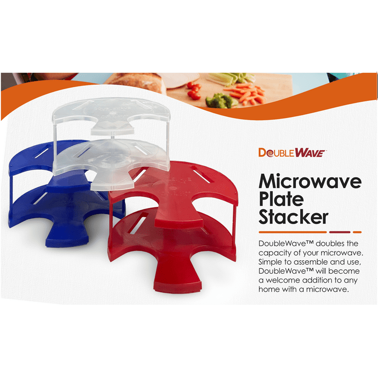DoubleWave Microwave Plate Stacker and Food Stand Teal
