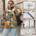 thumbnail image 6 of COEQINE Fashion Sweatshirts Women's Soft Oversized Hoodie Daisy Floral and Multicolor Waves Print Full Zipper Tops for Women with Pockets Fall Outfits Casual Wear, M, 6 of 7