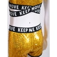 thumbnail image 5 of iixpin Kids Girls Sequins 2 Pieces Ballet Dance Sport Outfit Tank Top with Shorts Set Dancewear Performance Costume Gold 14, 5 of 6