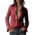 thumbnail image 2 of Timegard Button down Shirts for Women Ruffle Long Sleeve Loose Lightweight Travel Casual Shirts Tops, 2 of 9