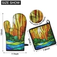 thumbnail image 6 of Stained Glass Landscape Kitchen Oven Mitt and Pot Holder Sets 4 Pcs for Baking, Cooking and Grilling, Heat Resistant Up To 392 °F, 6 of 7