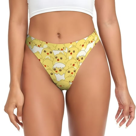 Rateoe Baby Chicks Pattern Seamless Women Underwear Thongs No Show Ladies Thong No Line Breathable Comfortable Panties Undies for Women-Small