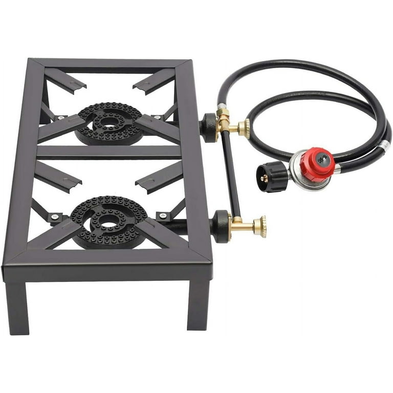 Portable Single Burner Outdoor Gas Stove Propane Cooker with Adjustable  0-20Psi Regulator Hose for Patio Camping, BBQ, Home Brewing, Turkey Fry,  Maple ...