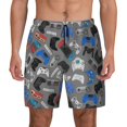 thumbnail image 2 of Picia Video Game pattern Mens Swim Trunks with Compression Liner Stretch Beach Shorts Quick Dry with Zipper Pockets No-Chafing Board Shorts-Small, 2 of 9