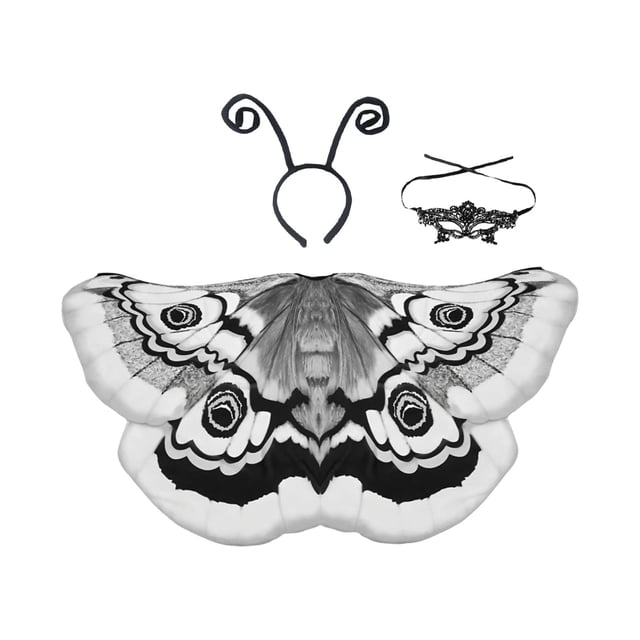Disfraz de alas de mariposa y polilla para Halloween, accesorio fotográfico para mujer, para cumpleaños, espectáculos Gris