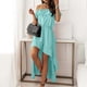 thumbnail image 4 of Vestido HUOGUO Fashion para mujer, liso, cuello oblicuo, volante asimétrico, 4 of 5