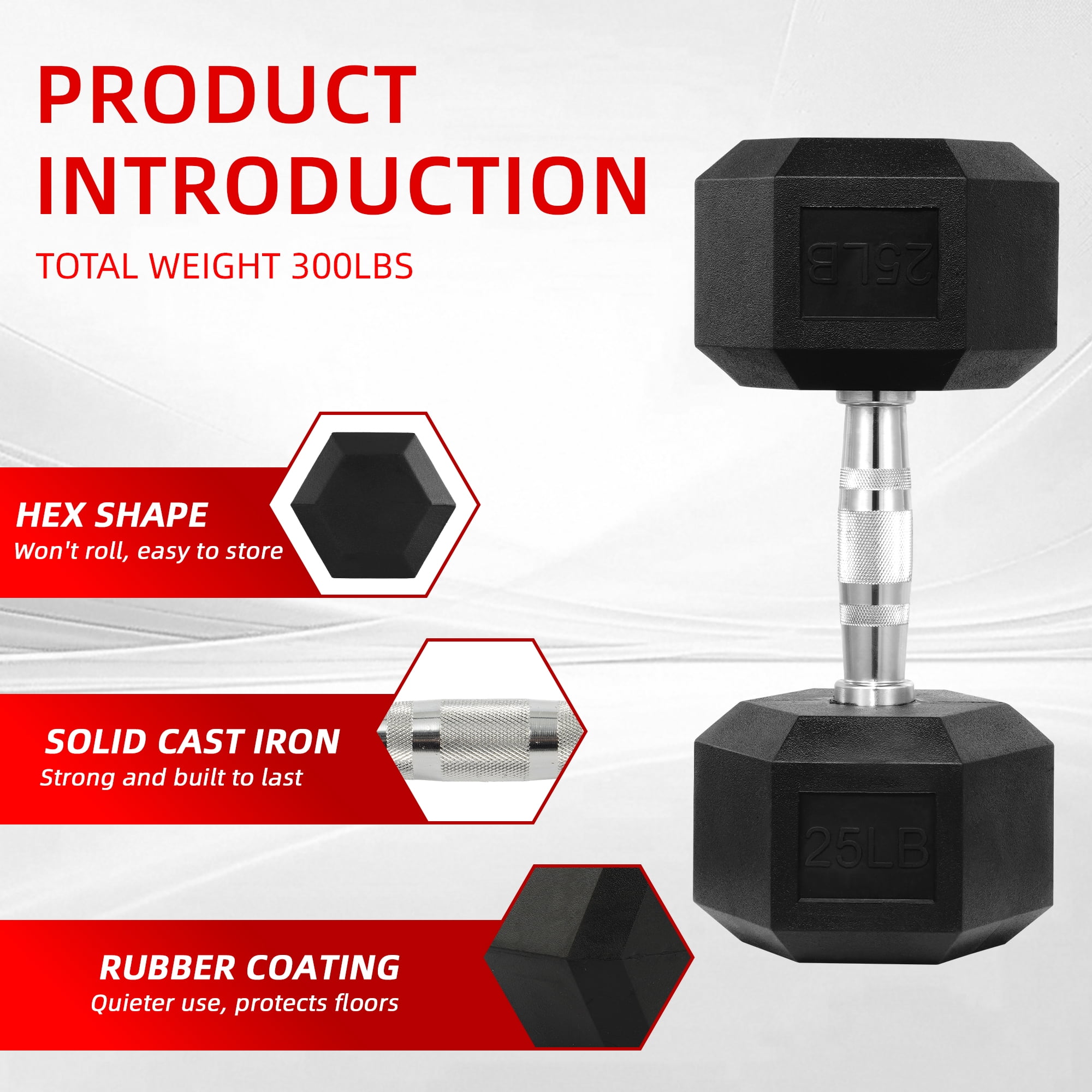 BalanceFrom 300 LB Dumbbell Set, Pair of 20, 25, 30, 35, 40 LBs, Multiple Packages