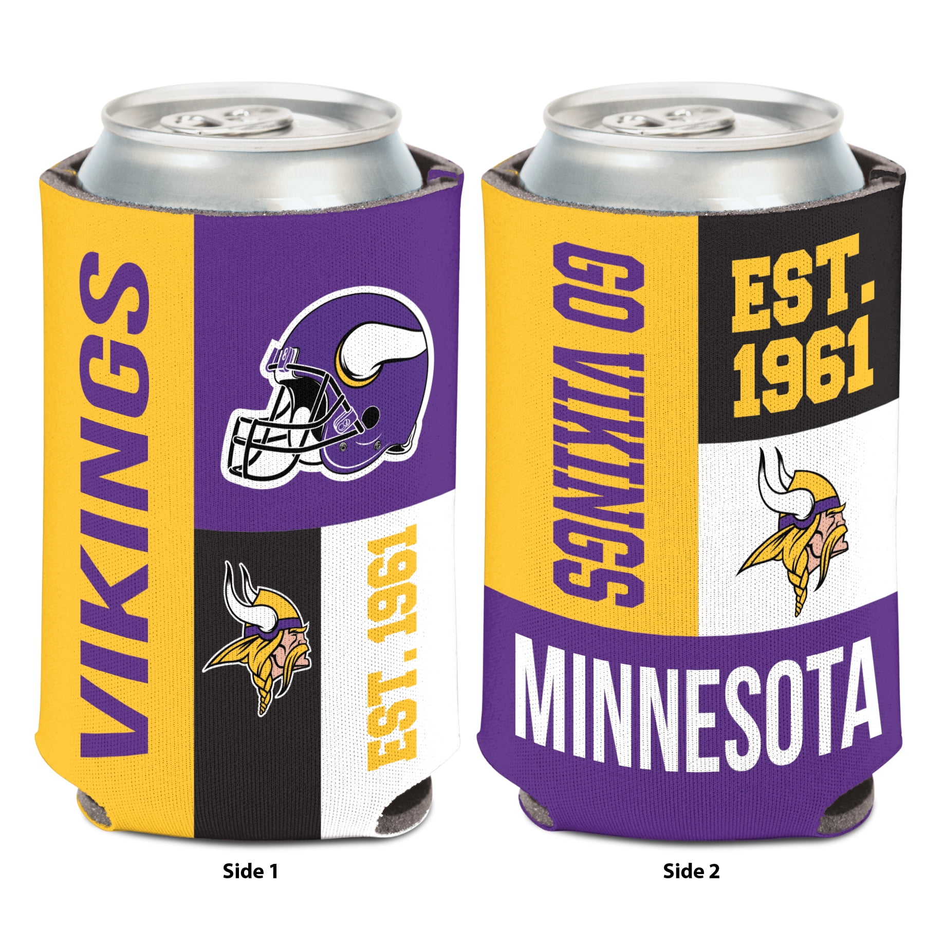 NFL Minnesota Vikings Color Block 12oz Can Cooler, Collapsible