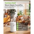 thumbnail image 5 of Stainless Steel Humidifier for Bedroom, Warm Mist Steam Humidifier 4L with Auto Self-Cleaning Mode, Easy Clean & Dishwasher Safe for Large room Living Room Home Office, Tip-Over Protection, White, 5 of 7