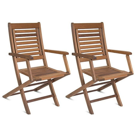 Milano FSC Brown Eucalyptus Wood Folding Armchairs, Set of 2