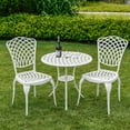 thumbnail image 3 of PATIO-IN Outdoor Patio Bistro Set 3 Piece Cast Aluminum Bistro Table and Chairs Set of 2 with 1.97" Umbrella Hole for Garden,Patio,White, 3 of 7
