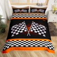 thumbnail image 2 of Erosebridal Racing Flag Comforter Cover Queen, Checkered Duvet Cover Queen, Neon Geometry Decor, Reversible 3-Piece（No Comforter）, 2 of 7