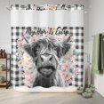 thumbnail image 6 of No Hook Shower Curtain, Black Cow Floral Shower Curtains for Bathroom with See Through Top Window, Black Buffalo Plaid Farmhouse Animals Waterproof & Washable Bath Curtain 66"x72", 6 of 9