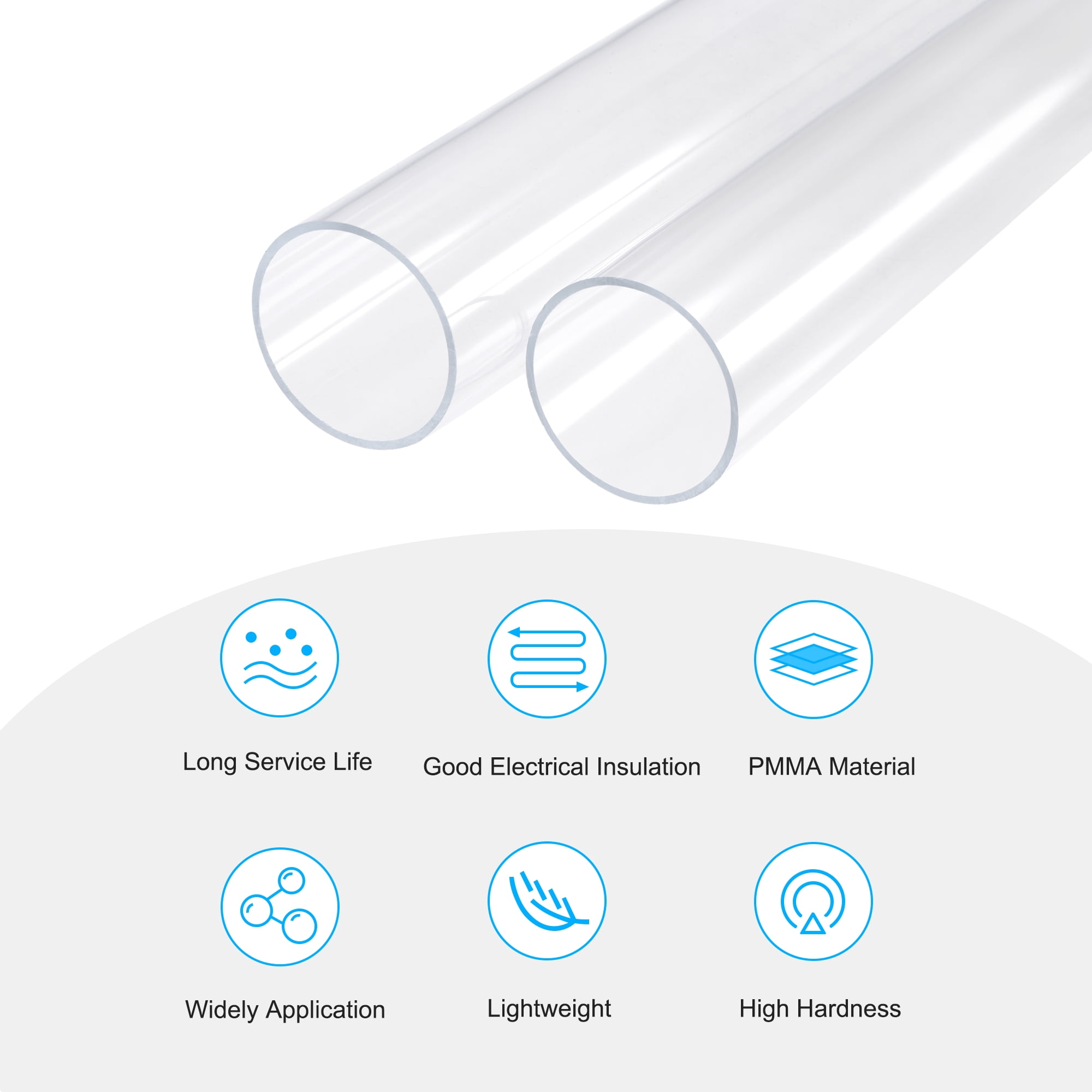 Unique Bargains Acrylic Pipe Round Tube High Impact 13/16" x 2"