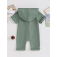 thumbnail image 4 of Arvbitana Infant Baby Boys Girls Hooded Jumpsuits Short Sleeve Zipper Footless Romper Solid Color Hood Bodysuits 3M 6M 12M Newborn Casual Outfit, 4 of 9