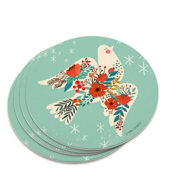 Peace Dove at Christmas Novelty Coaster Set