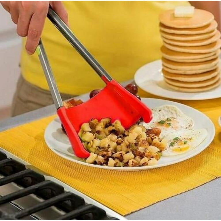 2 In 1 Smart Kitchen Spatula And Tongs Non-Stick Heat Resistant Stainless  Steel Silicone Physical Clip 
