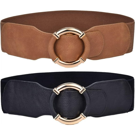 Women Elastic Belt Dress Stretchy Wide Waist Vintage Thick Cinch PU Leather