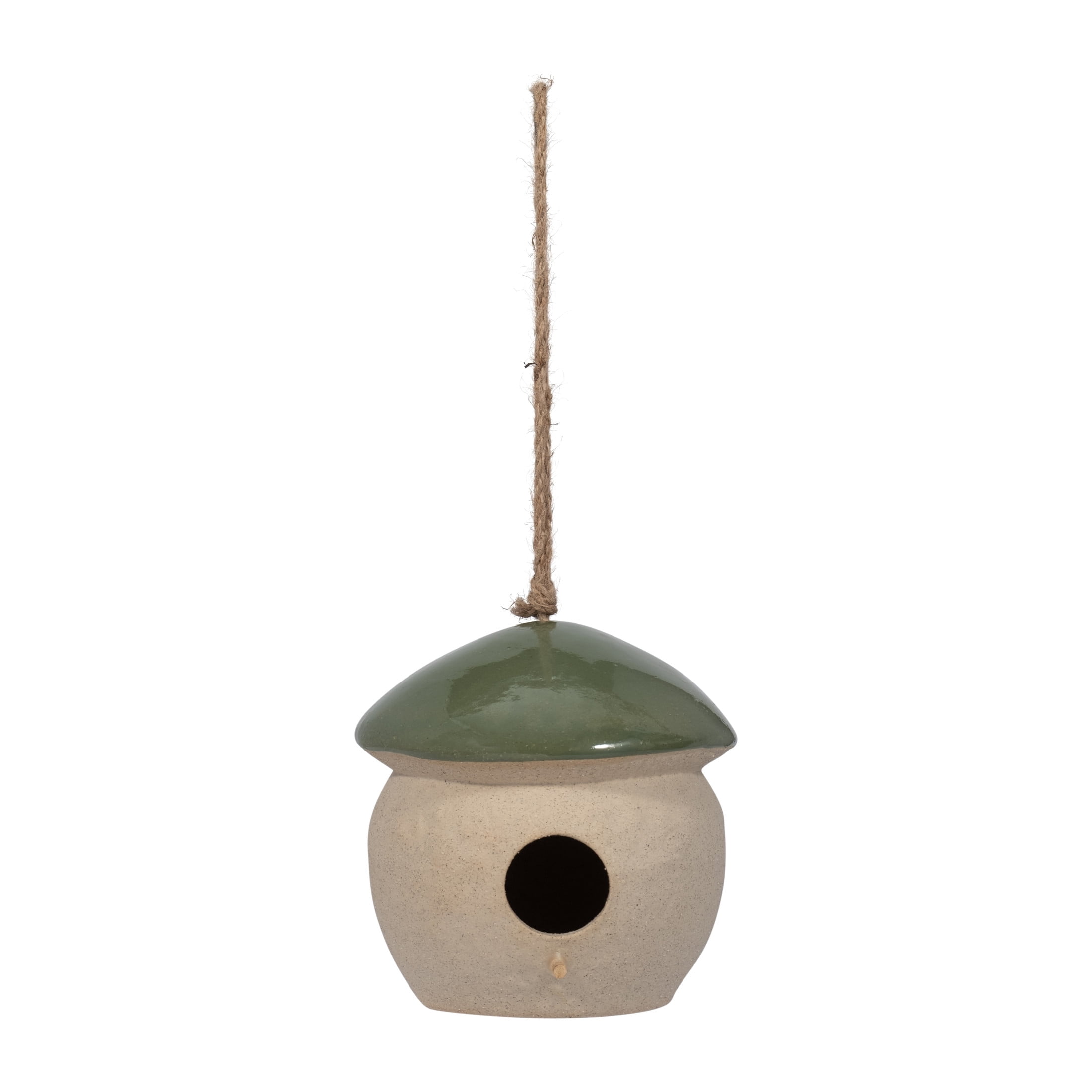 Decorative Bird House Feeder for Outdoors - Round Hanging Bird Feeder for Windows, Yard, and Garden Display - Charming Bird Houses for Outside Patio, Backyard, and Tree Decoration - 6", Green