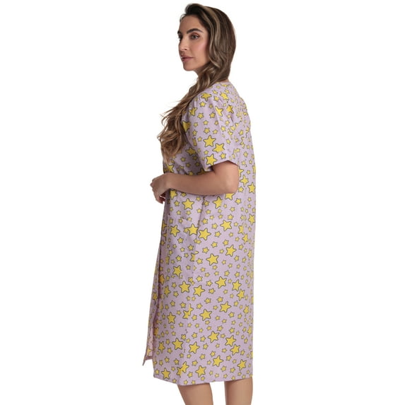 Dreamcrest Short Sleeve Seersucker Duster Housecoat Women Sleepwear 8270-10747-S (Small, Lilac Star)