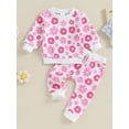 thumbnail image 3 of Elippeo Baby Girls 2-piece Outfit 3M 6M 9M 12M 18M 24M  Flower Print Long Sleeve Crew Neck Sweatshirt with Sweatpants Fall Clothes, 3 of 10