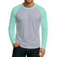thumbnail image 2 of WTOBBY Men's Color Block Raglan Long Sleeve T-Shirt Top Casual Contrast Design Shirt for Men in Everyday Fashion and Comfort,Mint Green 2XL, 2 of 6