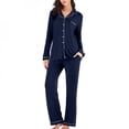 thumbnail image 1 of Pantalon à Manches Longues pour Femmes Pyjama Costume Violet XL, 1 of 7