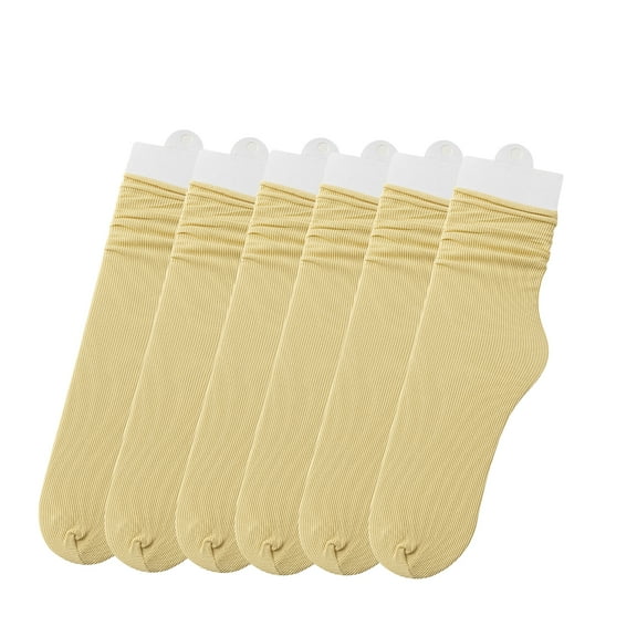 Hehanda 6 Pairs of Summer Thin Medium Pass Velvet Rolled Edge Pile of Socks