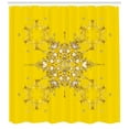 thumbnail image 3 of Yellow Damask Shower Curtain, Oriental Arabesque Floral Elements Vibrant Color Spring Theme, Fabric Bathroom Set with Hooks, 69W X 84L Inches Extra Long, Yellow Brown and White, by Ambesonne, 3 of 3