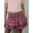 thumbnail image 4 of Raccmtaty Women Mini Skirt, Elegant High Waist Pleated Printed Ruffled Layered Skirt Summer A-line Skirt Streetwear, 4 of 8