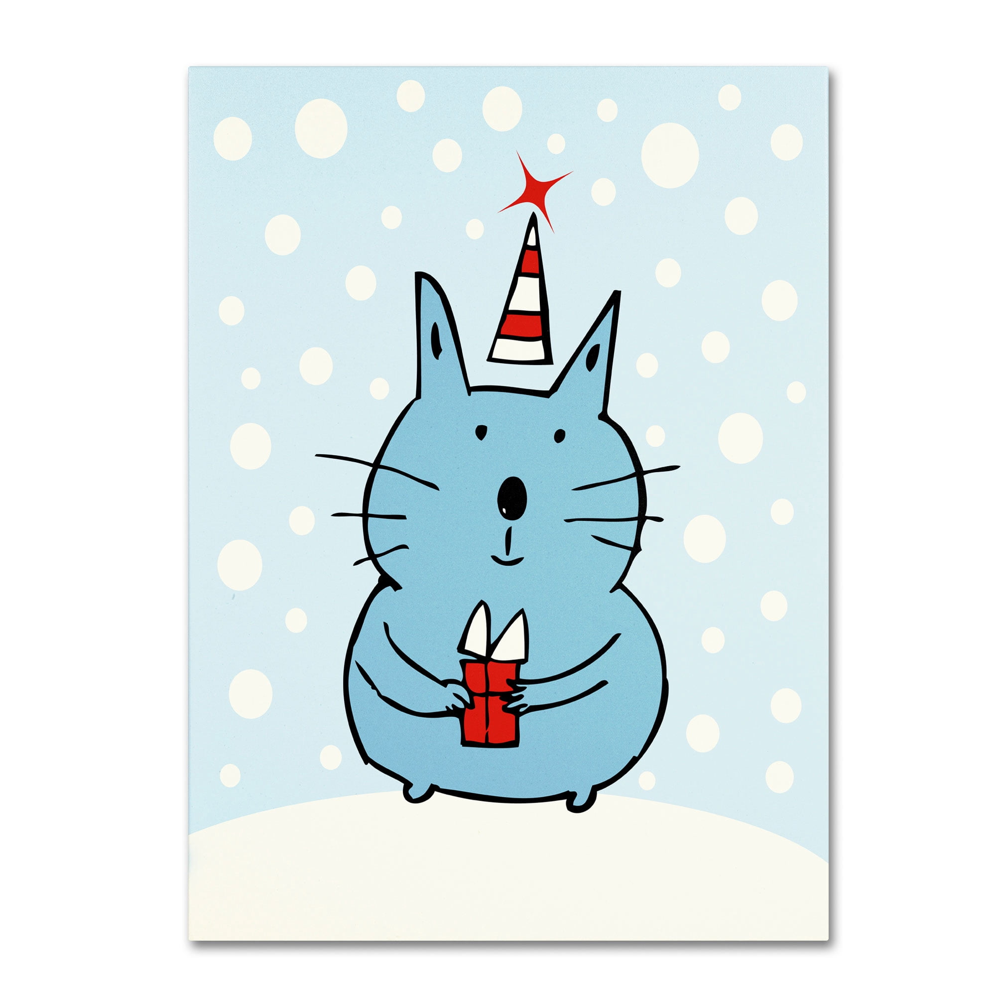 Trademark Fine Art "Christmas Snow Cat" Canvas Art by Carla Martell