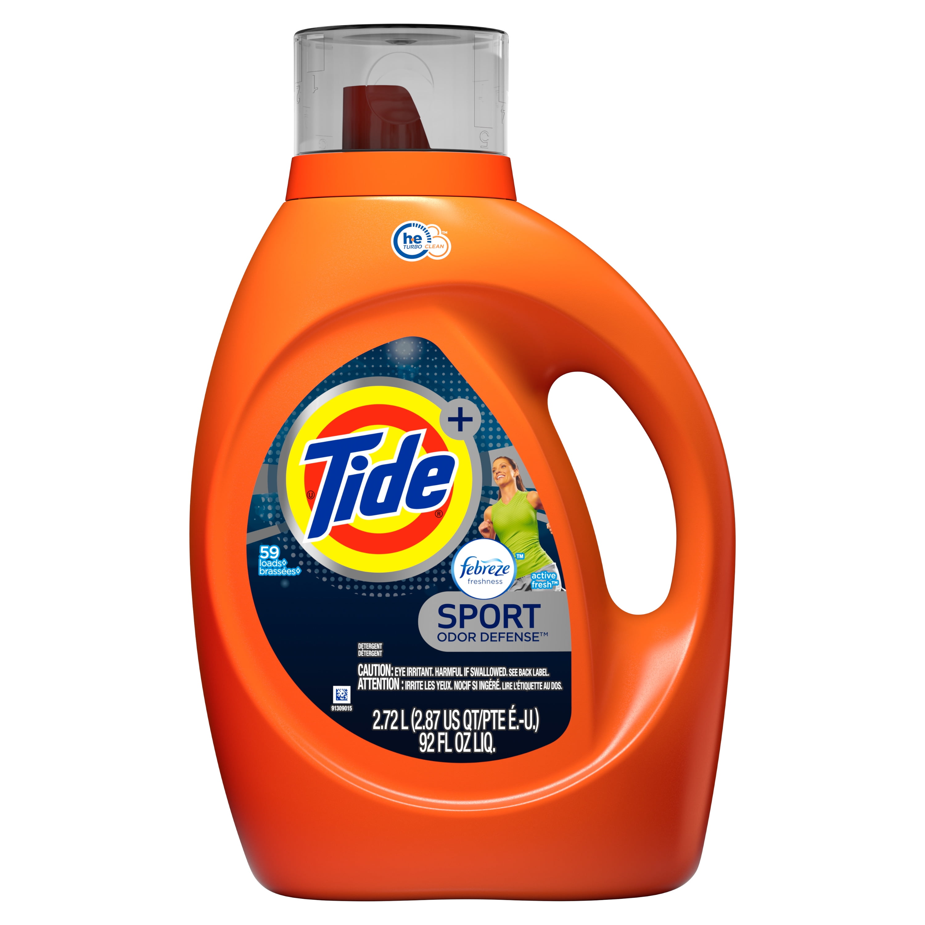 Tide Plus Febreze Odor Defense HE, Liquid Laundry Detergent, 92 Fl Oz