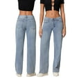 thumbnail image 3 of FOCUSNORM Women's Spring Summer Denim Pants Low Waist Wide Leg Trousers with Multi Pockets, 3 of 9