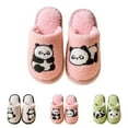 thumbnail image 3 of XIMIN Toddler Boys Girls Panda Embroidery Anti-Slip House Plush Slippers Cute Cotton Cartoon Slippers Bedroom Shoes for Kids Winter Indoor Shoes, 3 of 6