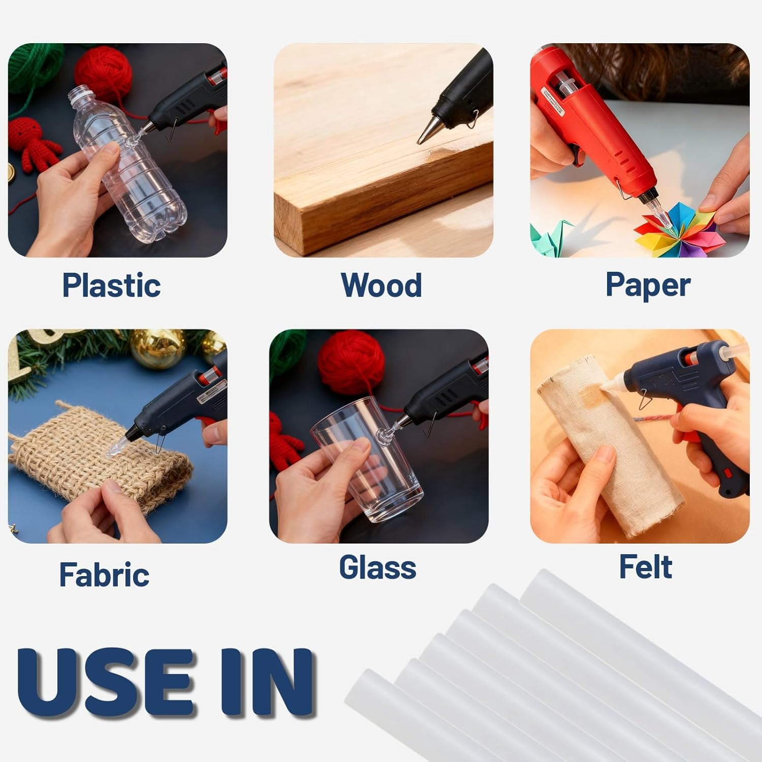 All Temperature Hot Glue Sticks, 0.27×3.94 Inch 100-Count Clear Strong Bond for High & Low Temp Glue Guns, Crafts DIY, Wood, Fabric, Metal, Plastic, Ceramics(Transparent)