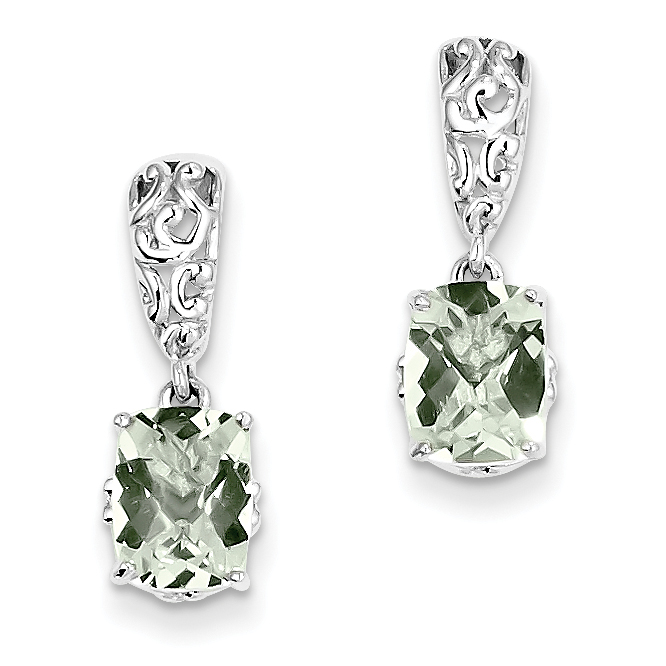 Sterling Silver Green Quartz Earrings QE9906AG