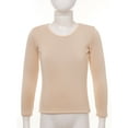 thumbnail image 3 of Sxiwei Girls Fleece Dance Shirts Long Sleeve Thermal Tops Kids Warm Winter Tee Base Layer Ballet Nude 170, 3 of 7