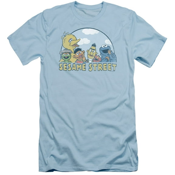Sesame Street Sesame Group S/S Adult 30/1 T-Shirt Light Blue