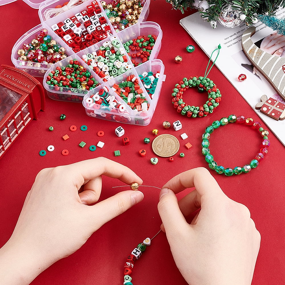about 1510pcs Christmas Theme DIY Bracelet Making Kit Mixed Color 11x4mm Hole: 1.4mm about 1510pcs/box