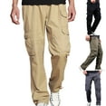 thumbnail image 3 of YYDGH Men's Cargo Pants Wide Leg Work Pants Stretch Casual Solid Color Loose Fit Trousers with Multi Pockets, 3 of 3