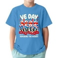 thumbnail image 1 of T-shirt d'Été à Manches Courtes Col Rond Imprimé Drapeau pour Garçons Bébés Enfants Taille 1-2T, 1 of 3