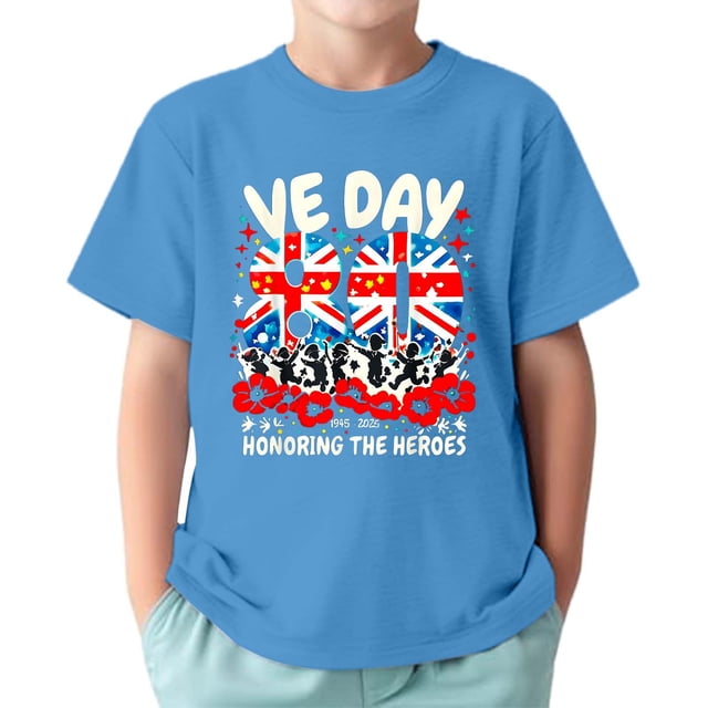 T-shirt d'Été à Manches Courtes Col Rond Imprimé Drapeau pour Garçons Bébés Enfants Taille 1-2T